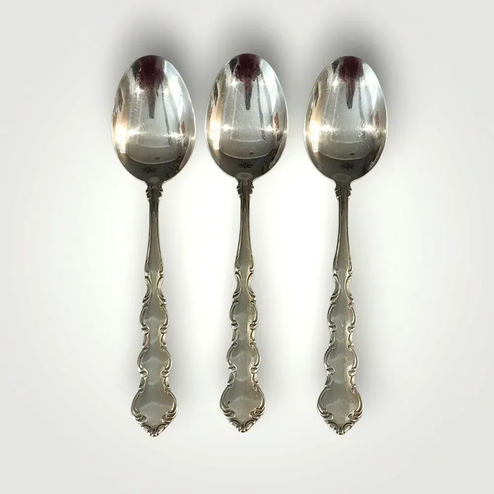 Set of 3 Oneida MOZART Oval Soup Spoons Deluxe Stainless Flatware